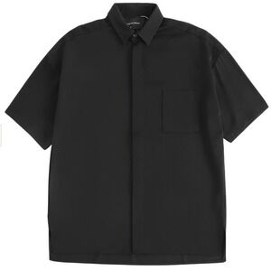 ARTCHIMIA LOUNGE LUXE Black Short Sleeve Button Down Shirt Relaxed Fit - Size M‎
